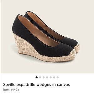 BNWT J Crew canvas espadrille wedge black